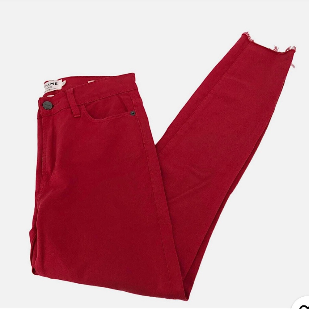 Frame Denim Red Skinny Straight Leg Jeans | Size 28